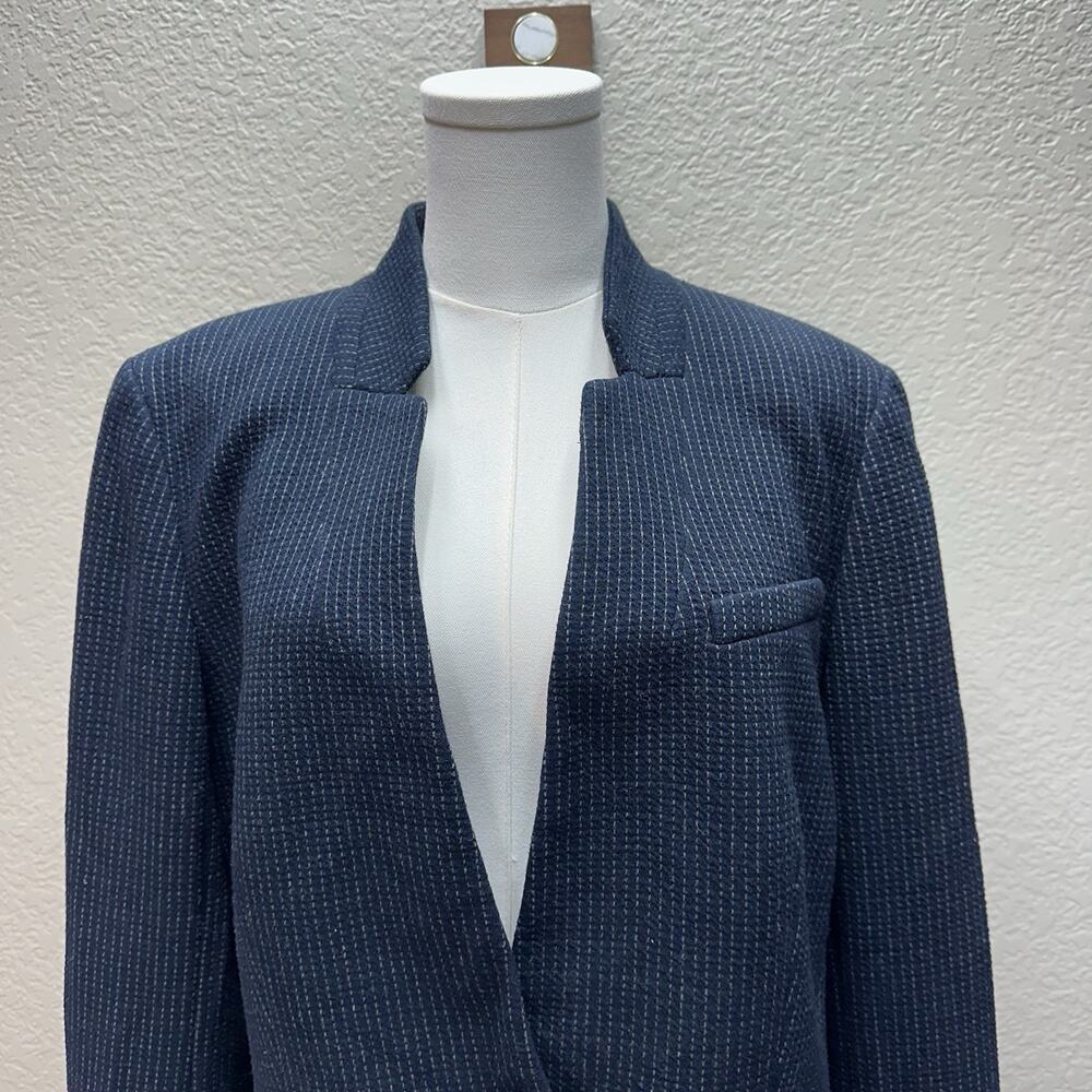 LOFT Textured Blazer Size 14 Navy Blue Career Office Preppy Academia Chic Basic - Picture 2 of 12